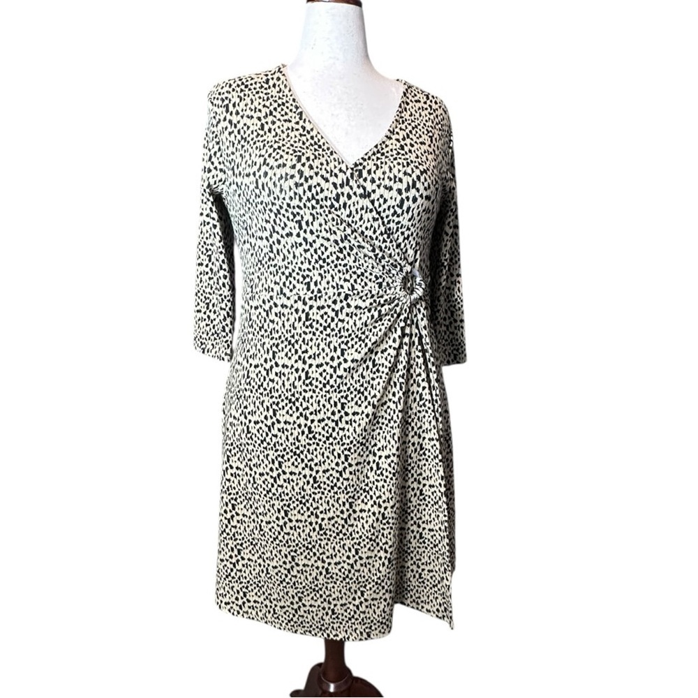 Soft Surroundings Black & Tan Cheetah Print Long Sleeve Dress Size 14/16 NWT
